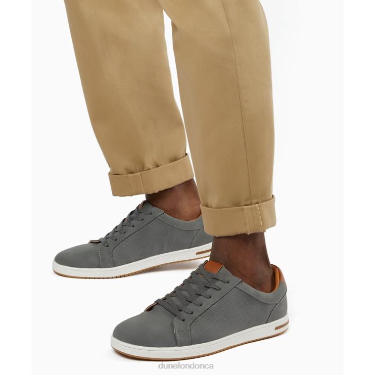 Dune London Tezzy Men Perforated Lace-Up Trainers Grey 2Z0DB743