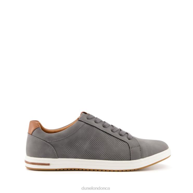 Dune London Tezzy Men Perforated Lace-Up Trainers Grey 2Z0DB743