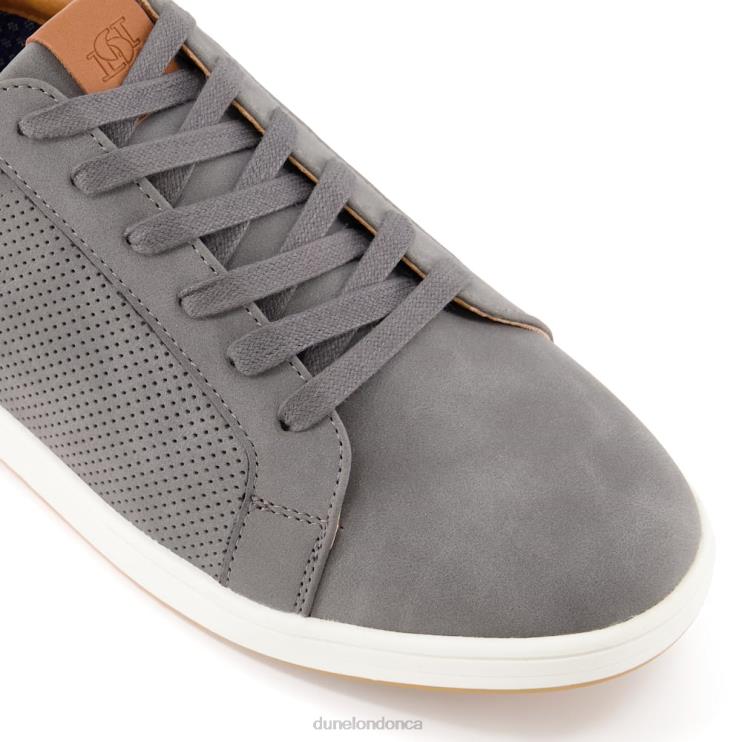 Dune London Tezzy Men Perforated Lace-Up Trainers Grey 2Z0DB743