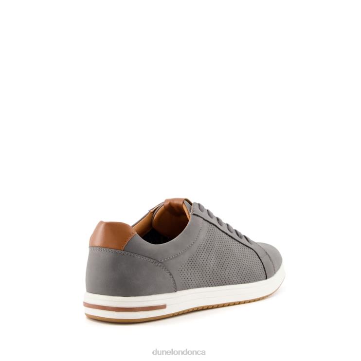 Dune London Tezzy Men Perforated Lace-Up Trainers Grey 2Z0DB743
