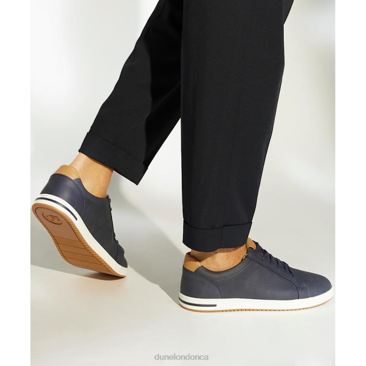 Dune London Tezzy Men Perforated Lace-Up Trainers Navy 2Z0DB736