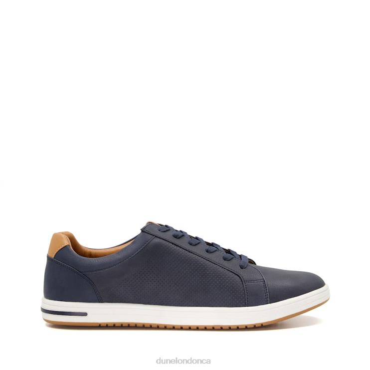 Dune London Tezzy Men Perforated Lace-Up Trainers Navy 2Z0DB736