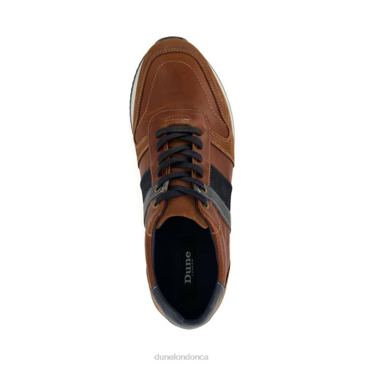 Dune London Tibbin Men Stripe-Detail Leather-And-Suede Runner Trainers Tan 2Z0DB884