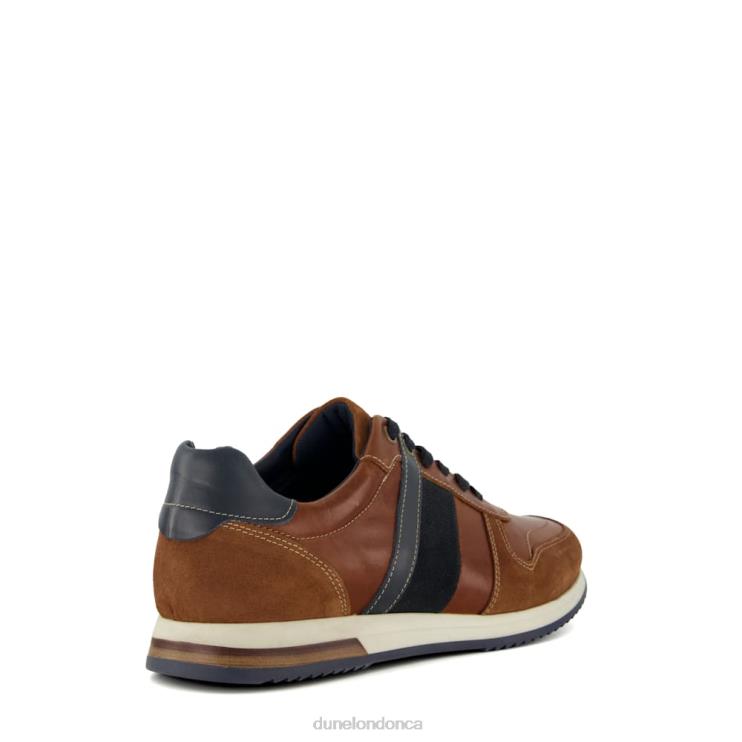 Dune London Tibbin Men Stripe-Detail Leather-And-Suede Runner Trainers Tan 2Z0DB884