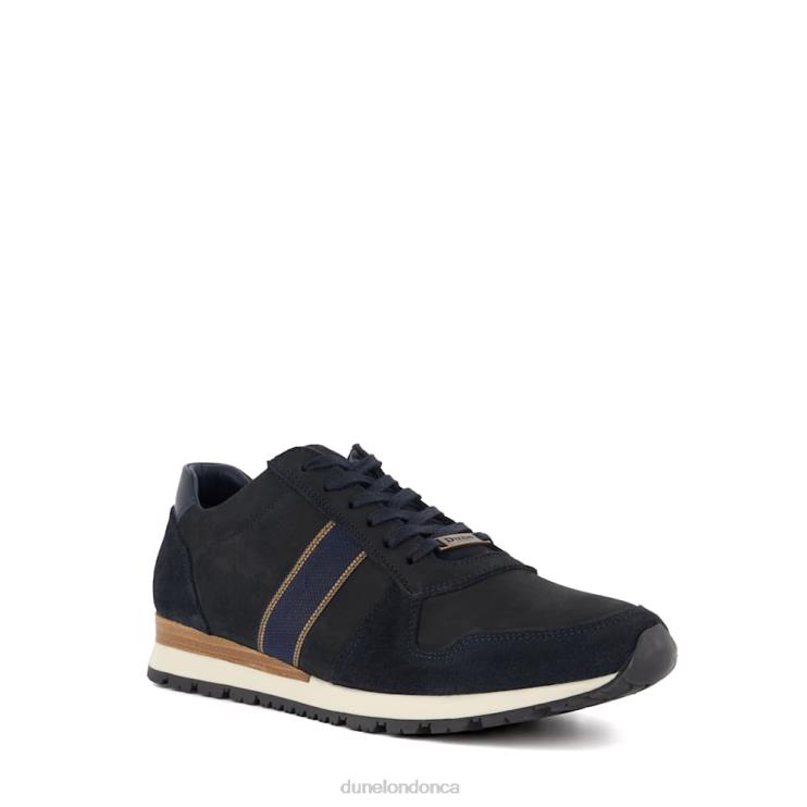 Dune London Treck Men Stripe-Detail Nubuck Trainers Navy 2Z0DB709