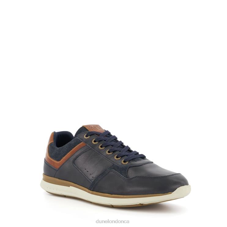 Dune London Trended Men Leather Lace-Up Trainers Navy 2Z0DB706