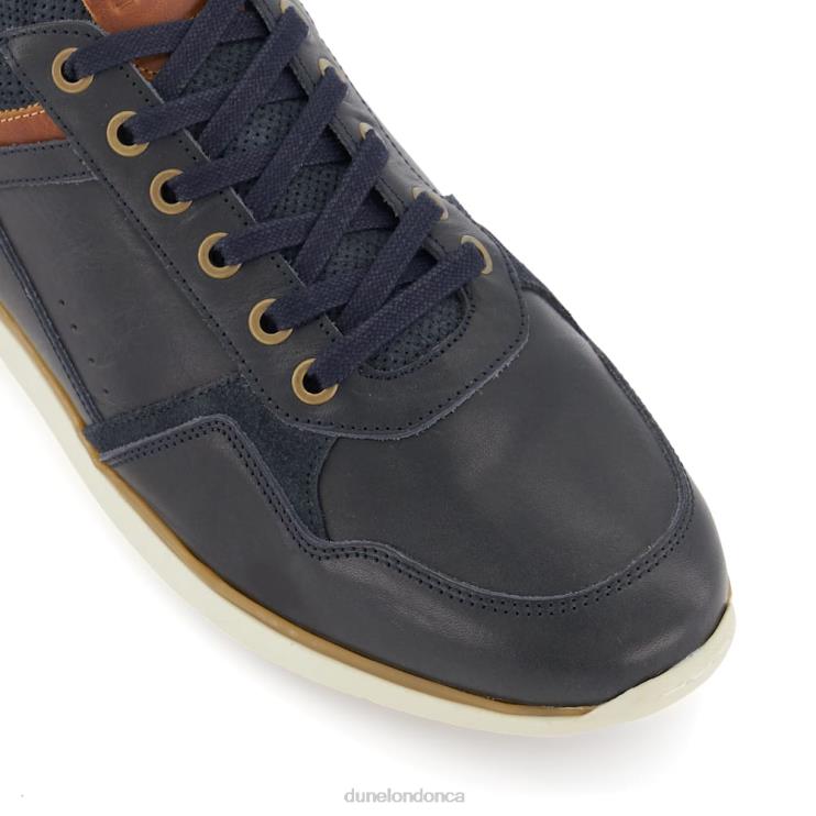 Dune London Trended Men Leather Lace-Up Trainers Navy 2Z0DB706