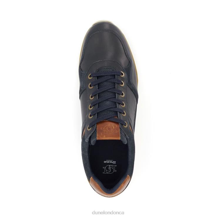 Dune London Trended Men Leather Lace-Up Trainers Navy 2Z0DB706