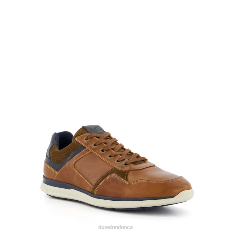 Dune London Trended Men Leather Lace-Up Trainers Tan 2Z0DB705