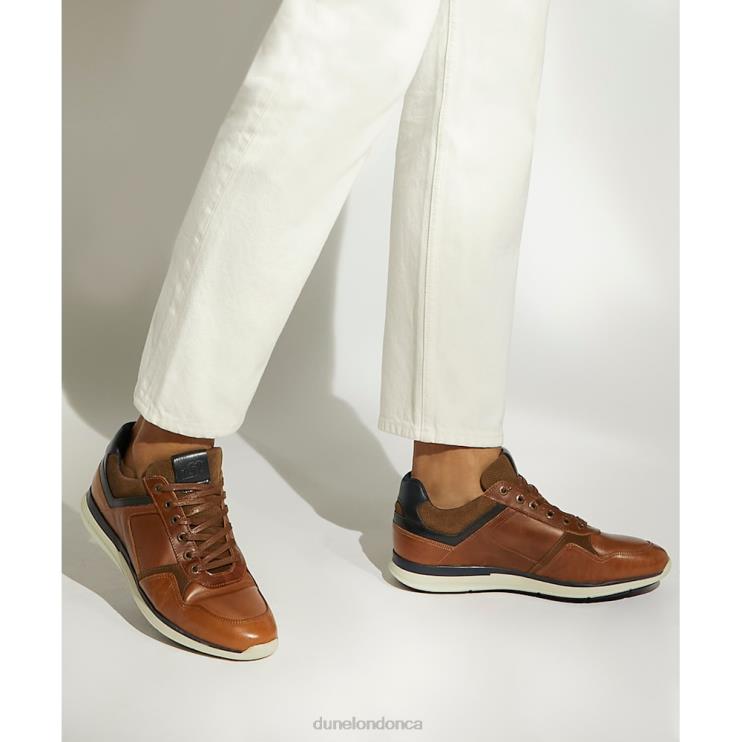 Dune London Trended Men Wide Fit Leather Lace-Up Trainers Tan 2Z0DB701