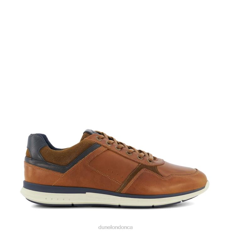 Dune London Trended Men Wide Fit Leather Lace-Up Trainers Tan 2Z0DB701