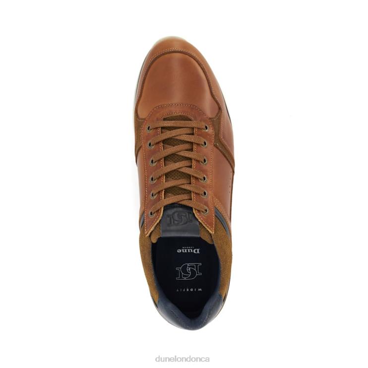 Dune London Trended Men Wide Fit Leather Lace-Up Trainers Tan 2Z0DB701