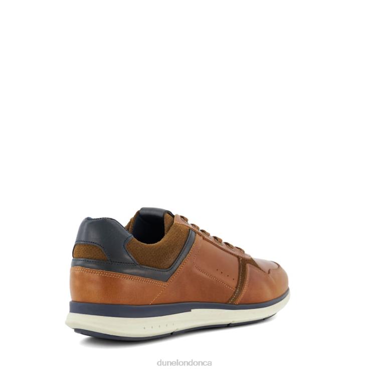 Dune London Trended Men Wide Fit Leather Lace-Up Trainers Tan 2Z0DB701