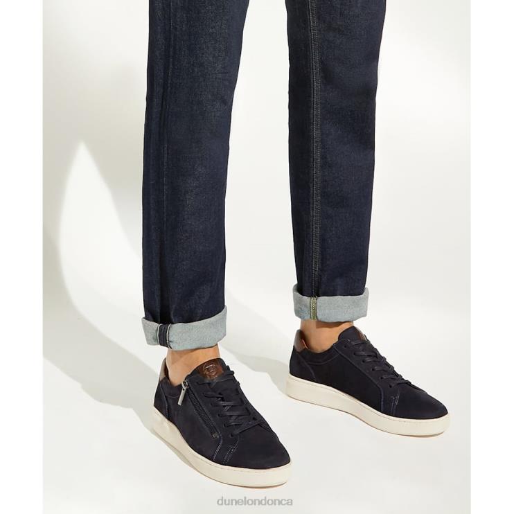 Dune London Tribute Men Zip-Detail Nubuck Cup Sole Trainers Navy 2Z0DB822