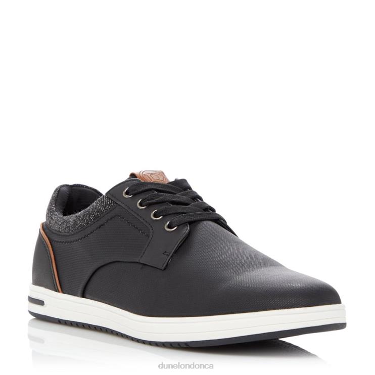 Dune London Trip Men Textured Lace-Up Trainers Black 2Z0DB754