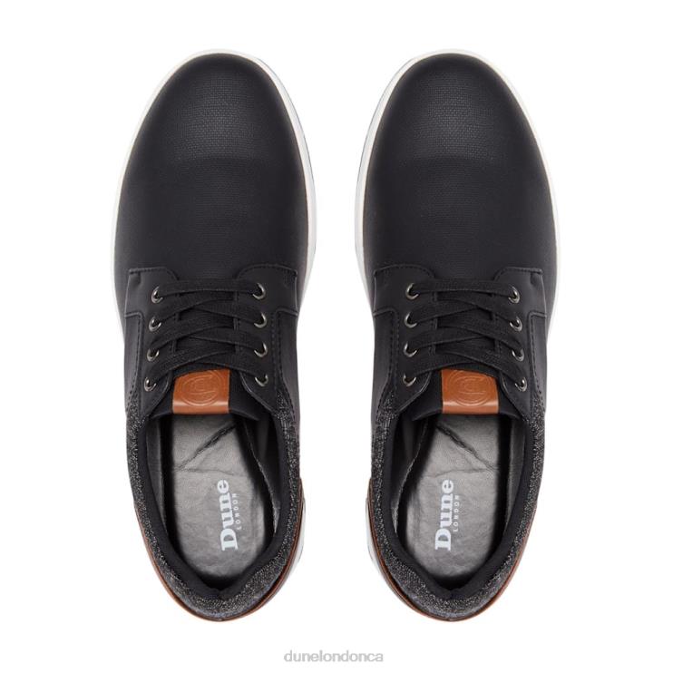 Dune London Trip Men Textured Lace-Up Trainers Black 2Z0DB754
