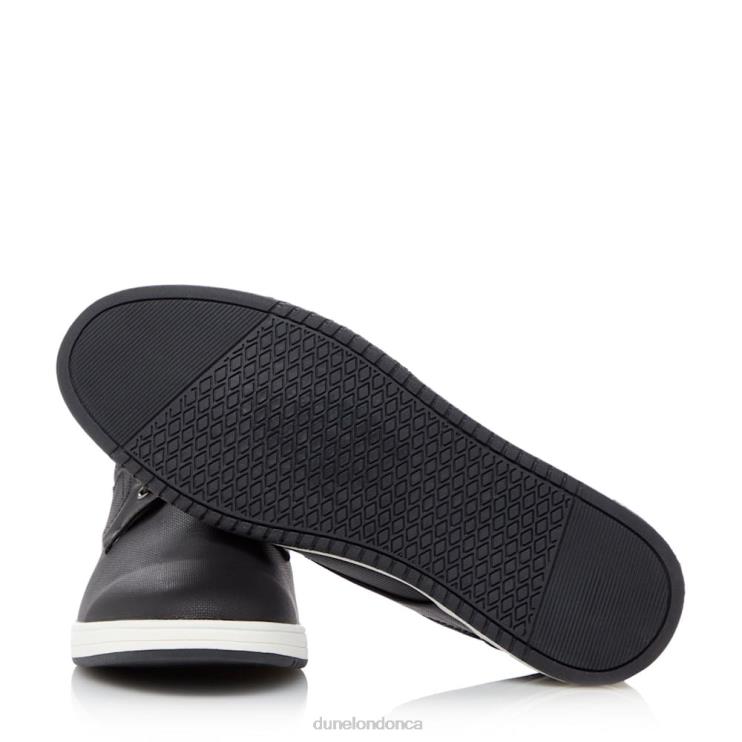 Dune London Trip Men Textured Lace-Up Trainers Black 2Z0DB754