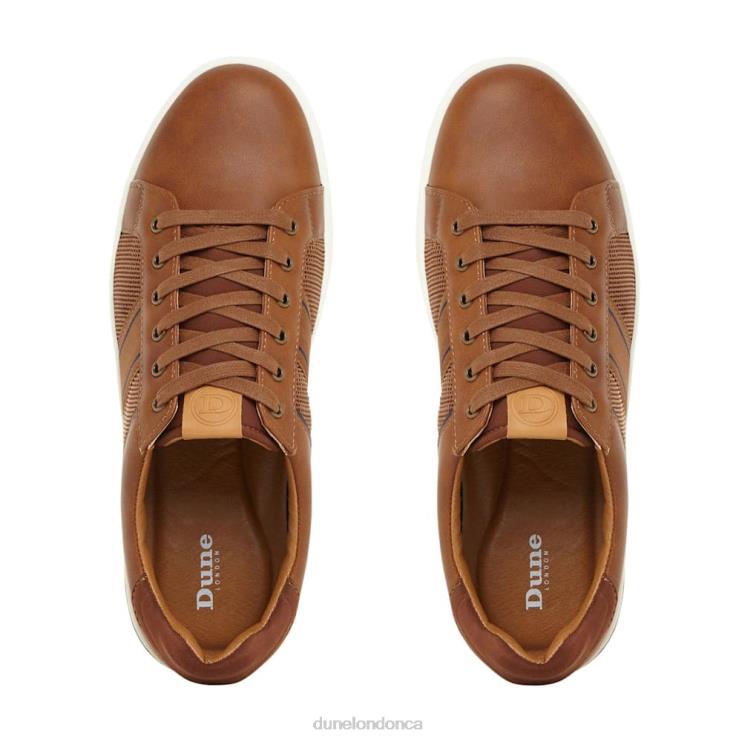 Dune London Trues Men Wide Fit Side Stripe Lace-Up Trainers Tan 2Z0DB887