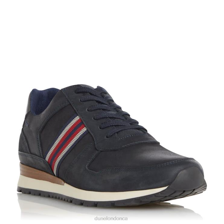 Dune London Truro Men Side-Stripe Lace-Up Runner Trainers Navy 2Z0DB828
