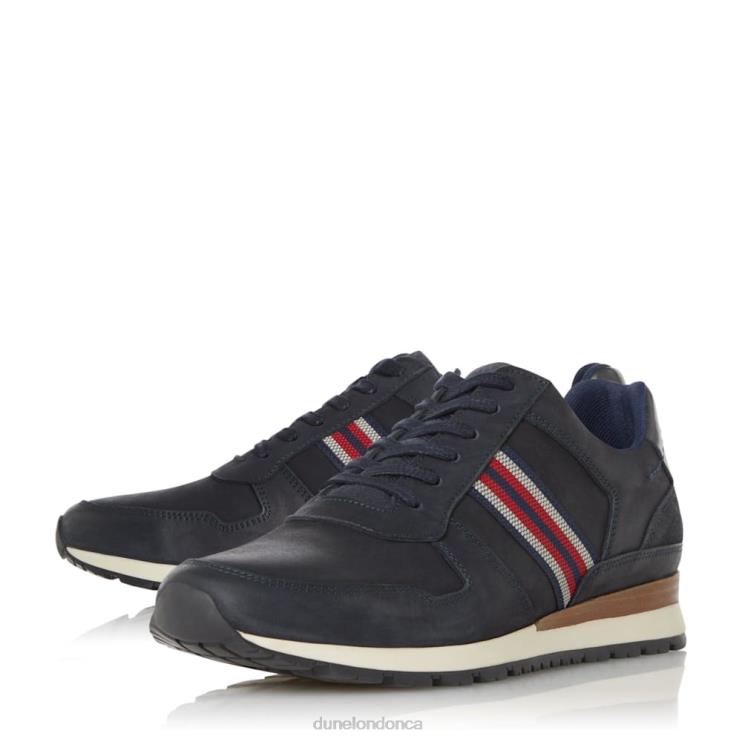 Dune London Truro Men Side-Stripe Lace-Up Runner Trainers Navy 2Z0DB828