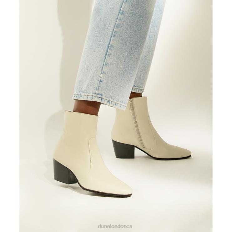 Dune London Patio Women Leather Ankle Boots Ecru 2Z0DB484