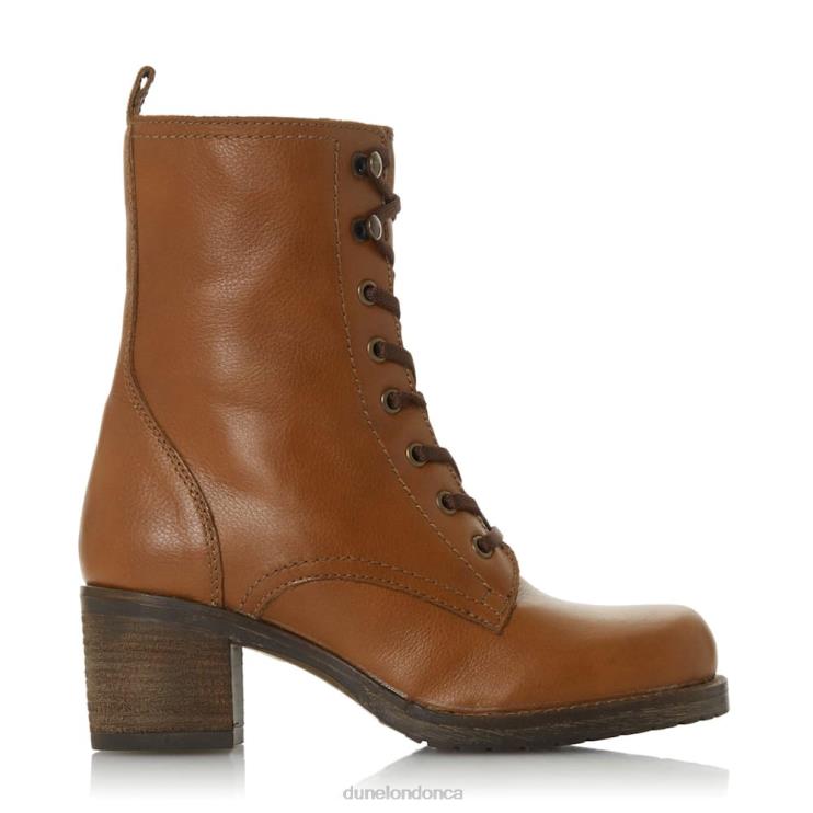 Dune London Pearse Women Lace Up Mid Block Heel Ankle Boots Tan 2Z0DB611