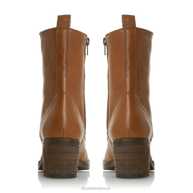 Dune London Pearse Women Lace Up Mid Block Heel Ankle Boots Tan 2Z0DB611