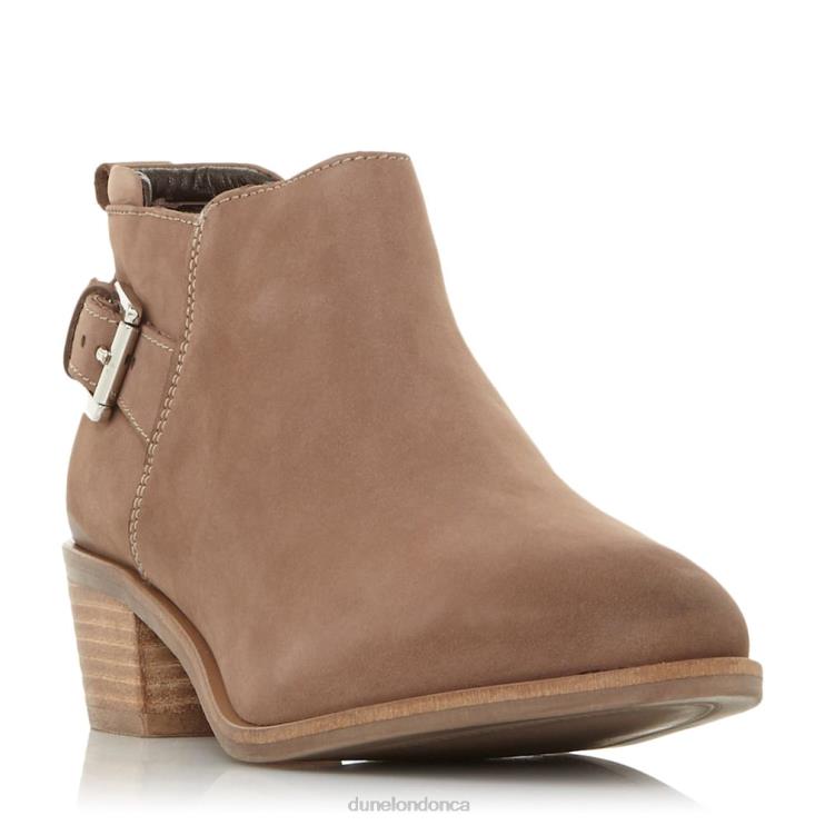 Dune London Piera Women Buckle Trim Stacked Heel Ankle Boots Taupe 2Z0DB650