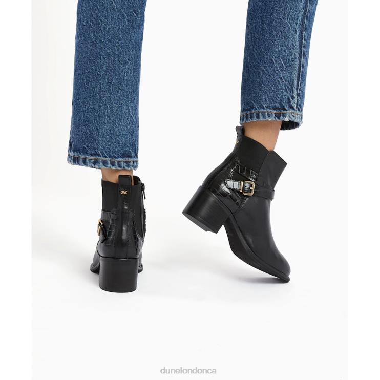 Dune London Poet Women Block Heel Ankle Strap Boots Black 2Z0DB368