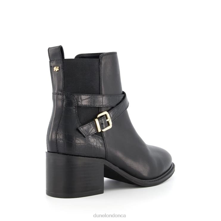 Dune London Poet Women Block Heel Ankle Strap Boots Black 2Z0DB368