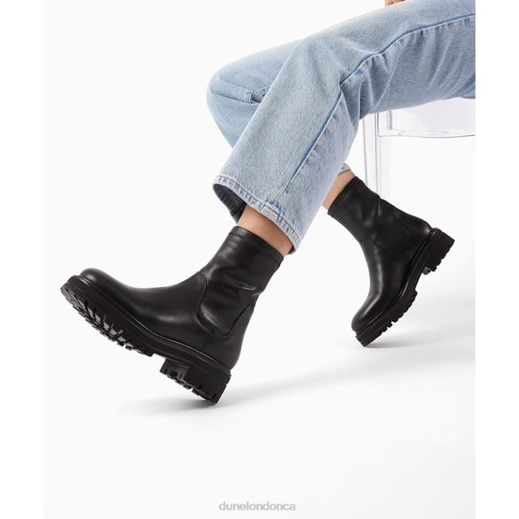 Dune London Putneys Women Stretch Leather Sock Boots Black 2Z0DB379