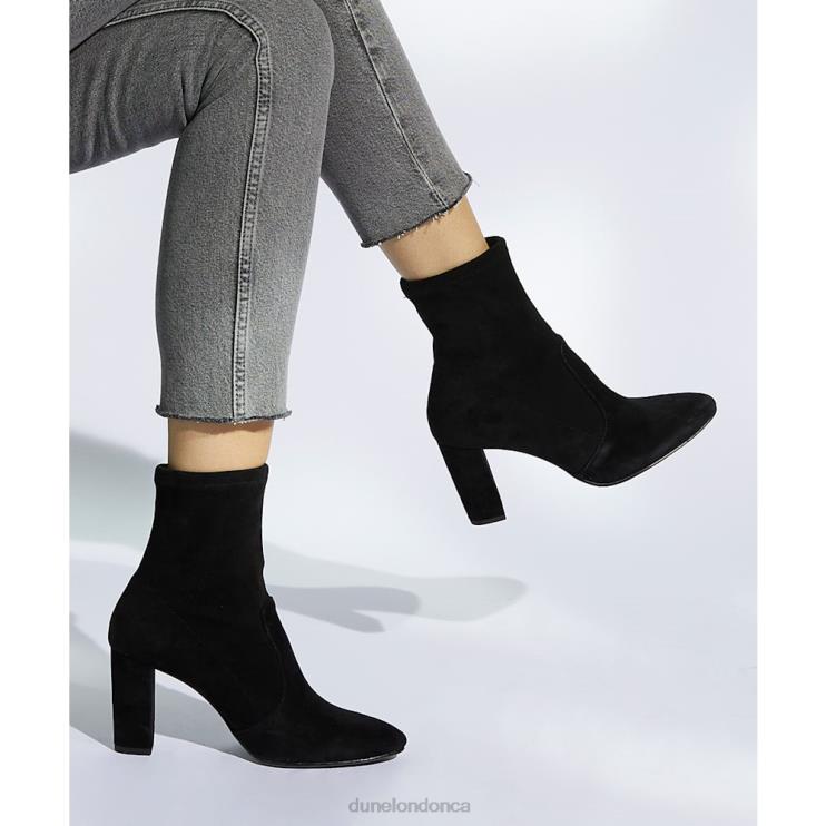 Dune London Optical Women Suede Block-Heel Sock Boots Black 2Z0DB393
