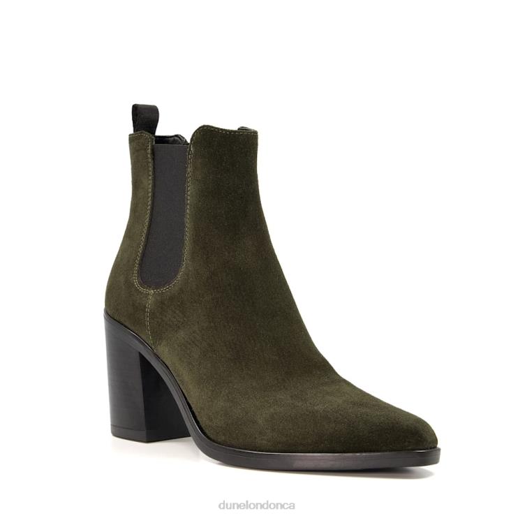 Dune London Prea Women Block-Heel Suede Western Boots Green 2Z0DB323