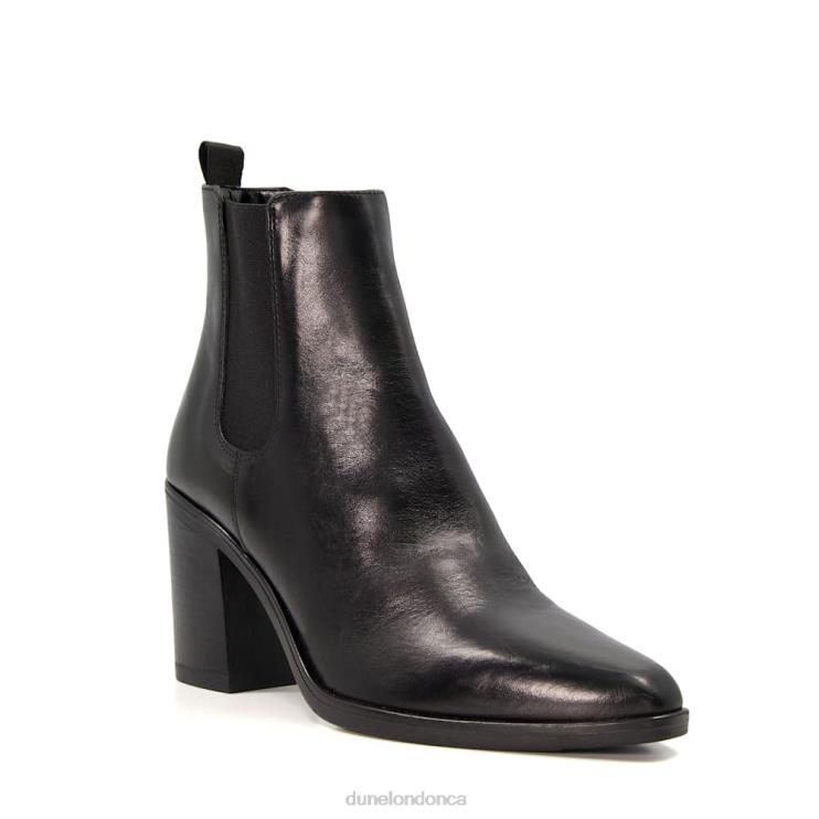 Dune London Prea Women Leather Block-Heel Western Boots Black 2Z0DB499