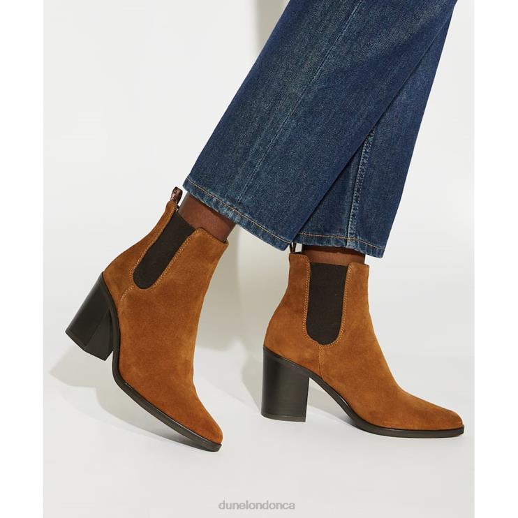 Dune London Prea Women Suede Block Heel Western Boots Tan 2Z0DB309