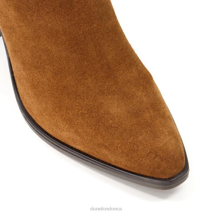 Dune London Prea Women Suede Block Heel Western Boots Tan 2Z0DB309