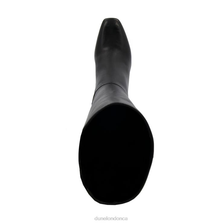 Dune London Savoir Women Flare-Heeled Leather Knee-High Boots Black 2Z0DB304