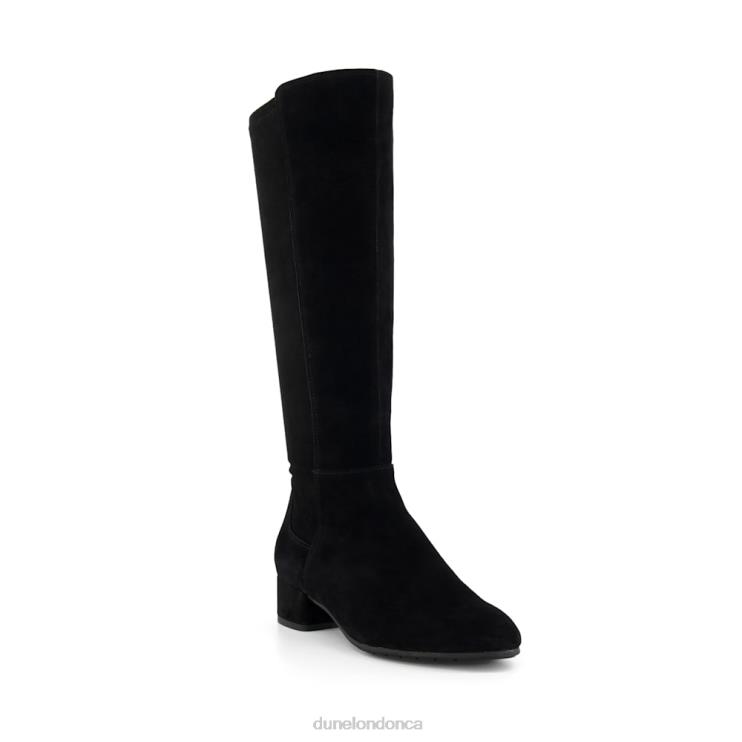 Dune London Tayla Women Stretch-Suede Knee-High Boots Black 2Z0DB356