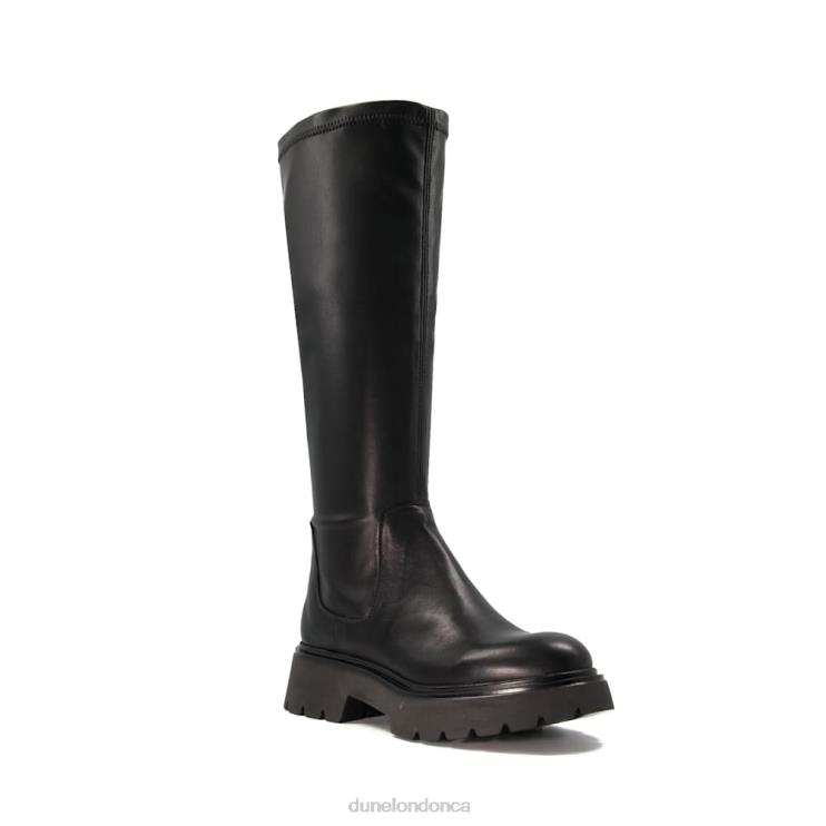 Dune London Tilt Women Elasticated Leather Knee-High Boots Black 2Z0DB285