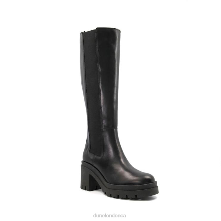 Dune London Time Women Leather Block Heel Knee-High Boots Black 2Z0DB311