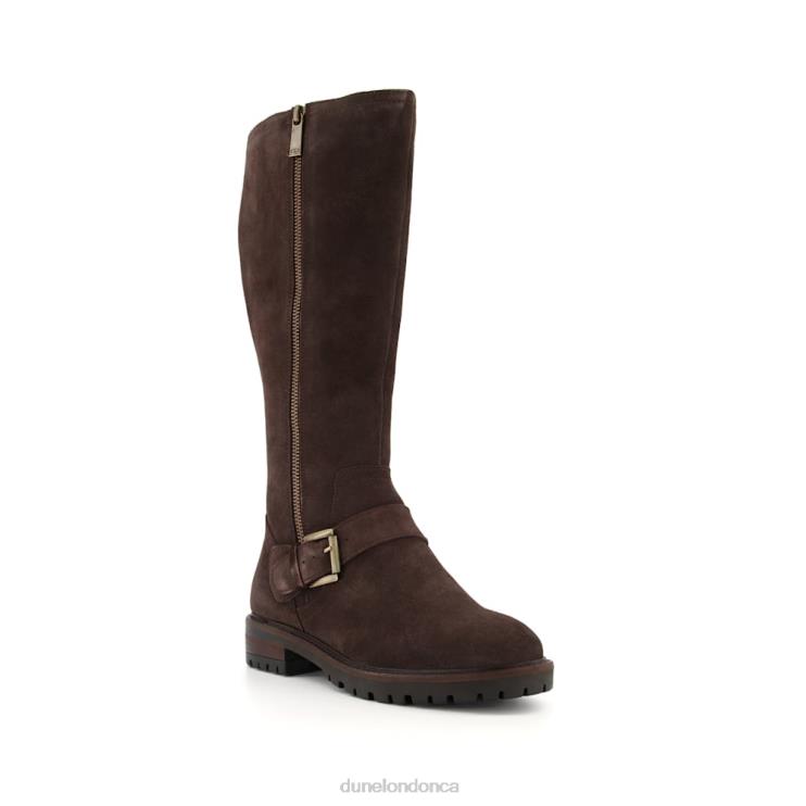 Dune London Trafalgar Women Side Zip Flat Knee High Boots Brown 2Z0DB516