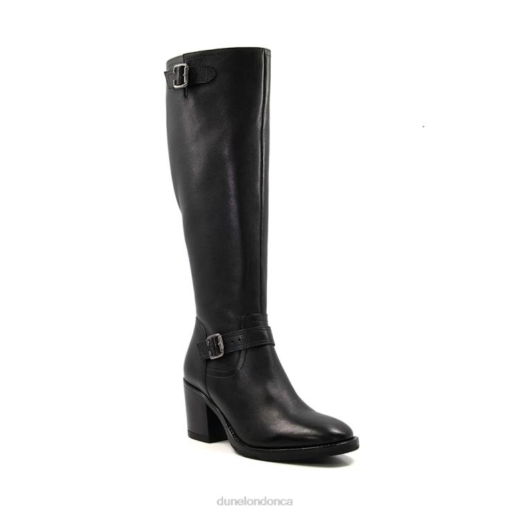 Dune London Trelise Women Leather Buckle Heeled Knee-High Boots Black 2Z0DB297