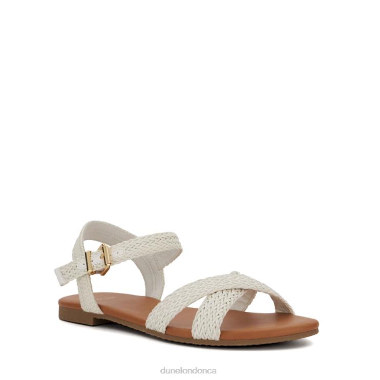 Dune London Lalisa Women Woven-Strap Flat Sandals White 2Z0DB405