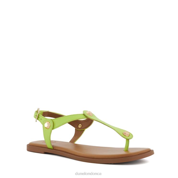 Dune London Larter Women Leather Flat Sandals Lime Green 2Z0DB410