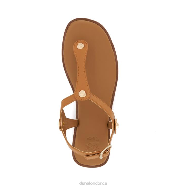 Dune London Larter Women Leather Flat Sandals Tan 2Z0DB406