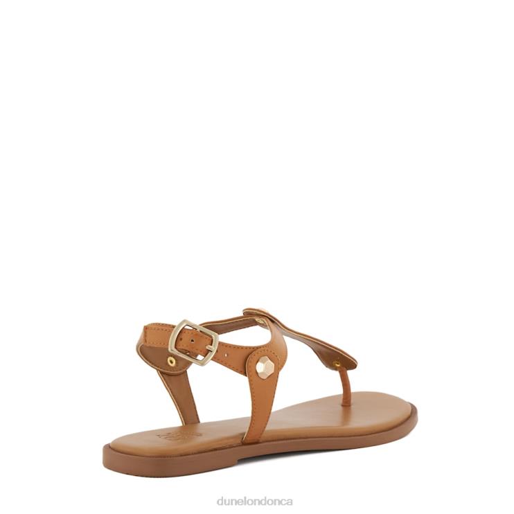 Dune London Larter Women Leather Flat Sandals Tan 2Z0DB406