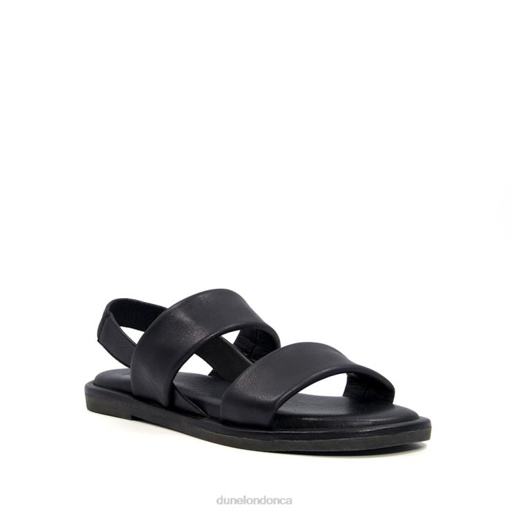 Dune London Laude Women Double-Strap Leather Sandals Black 2Z0DB337