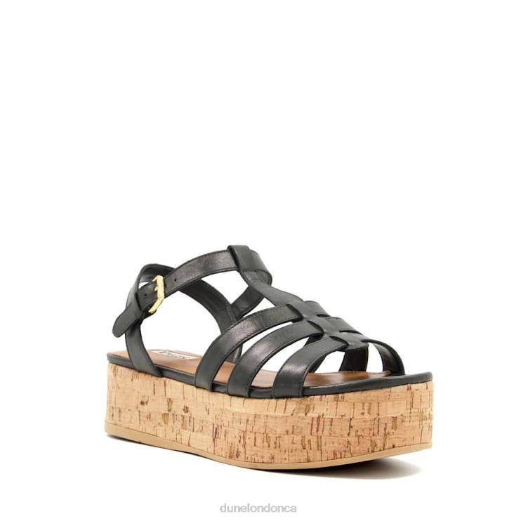 Dune London Lenson Women Strappy Cork-Flatform Sandals Black 2Z0DB165