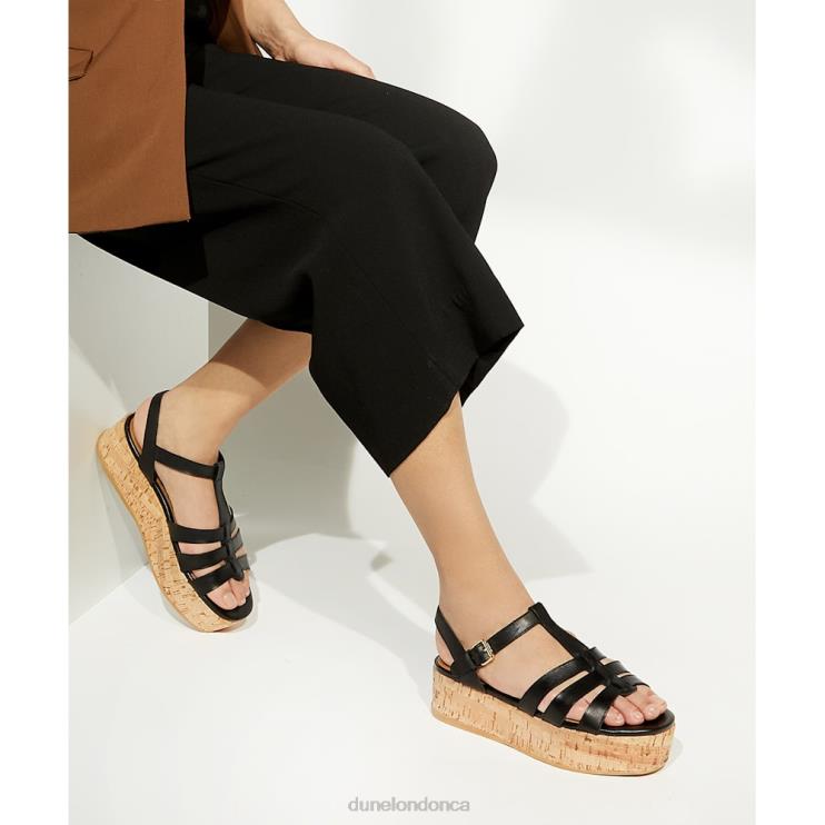 Dune London Lenson Women Strappy Cork-Flatform Sandals Black 2Z0DB165
