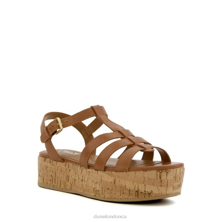 Dune London Lenson Women Strappy Cork-Flatform Sandals Tan 2Z0DB166